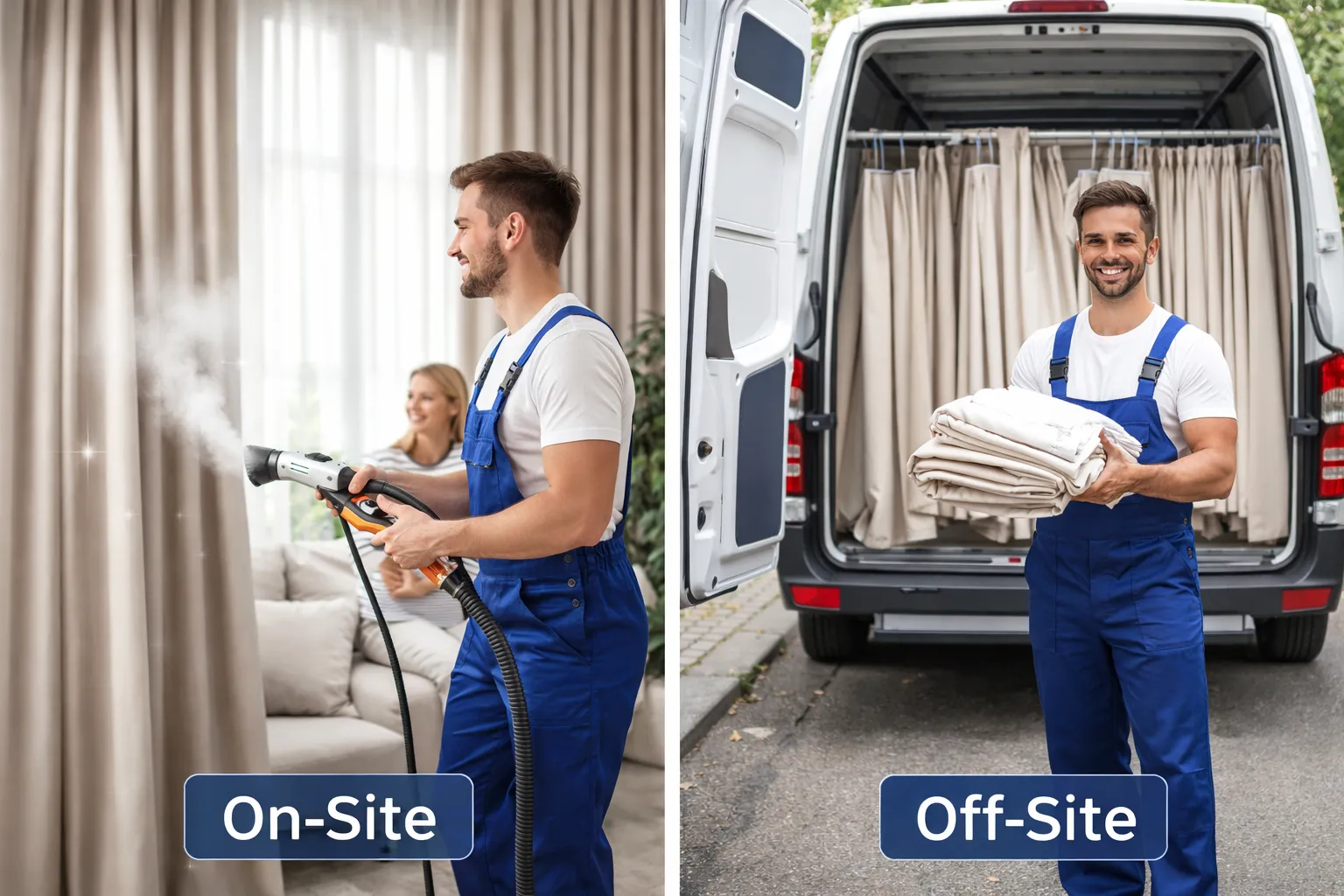 On-Site vs. Off-Site Curtain Cleaning Options