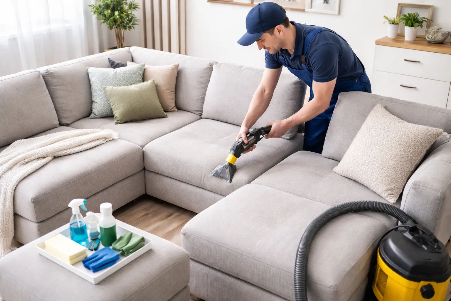 Corner sofa cleaning
